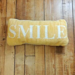 Newport Accent Pillow Smile Yellow White Spring Summer